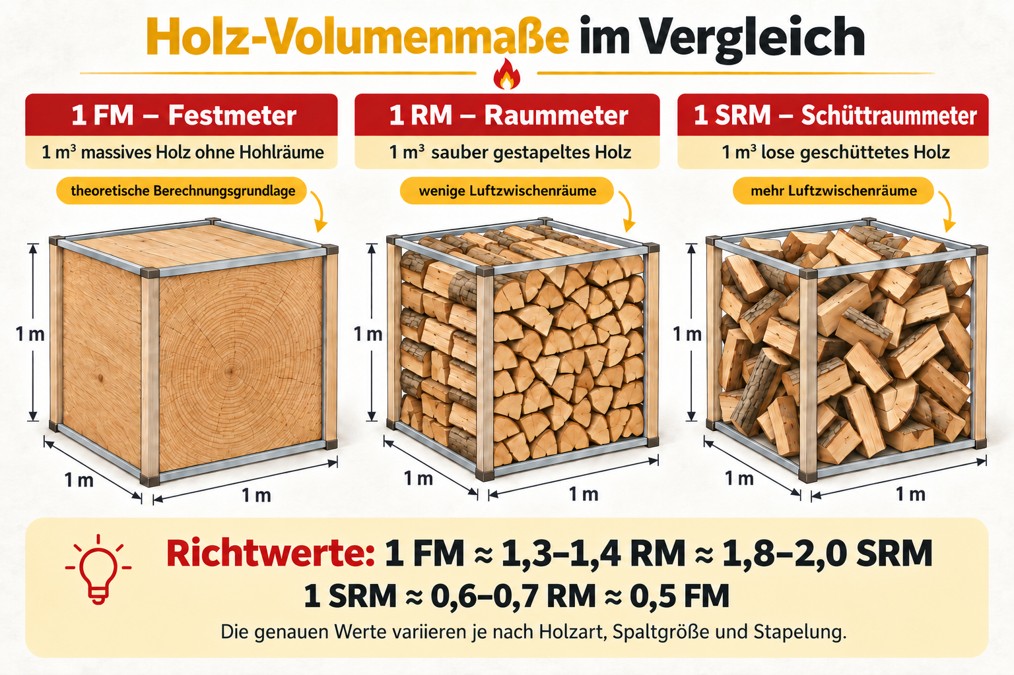 Holz-Volumenmaße im Vergleich...